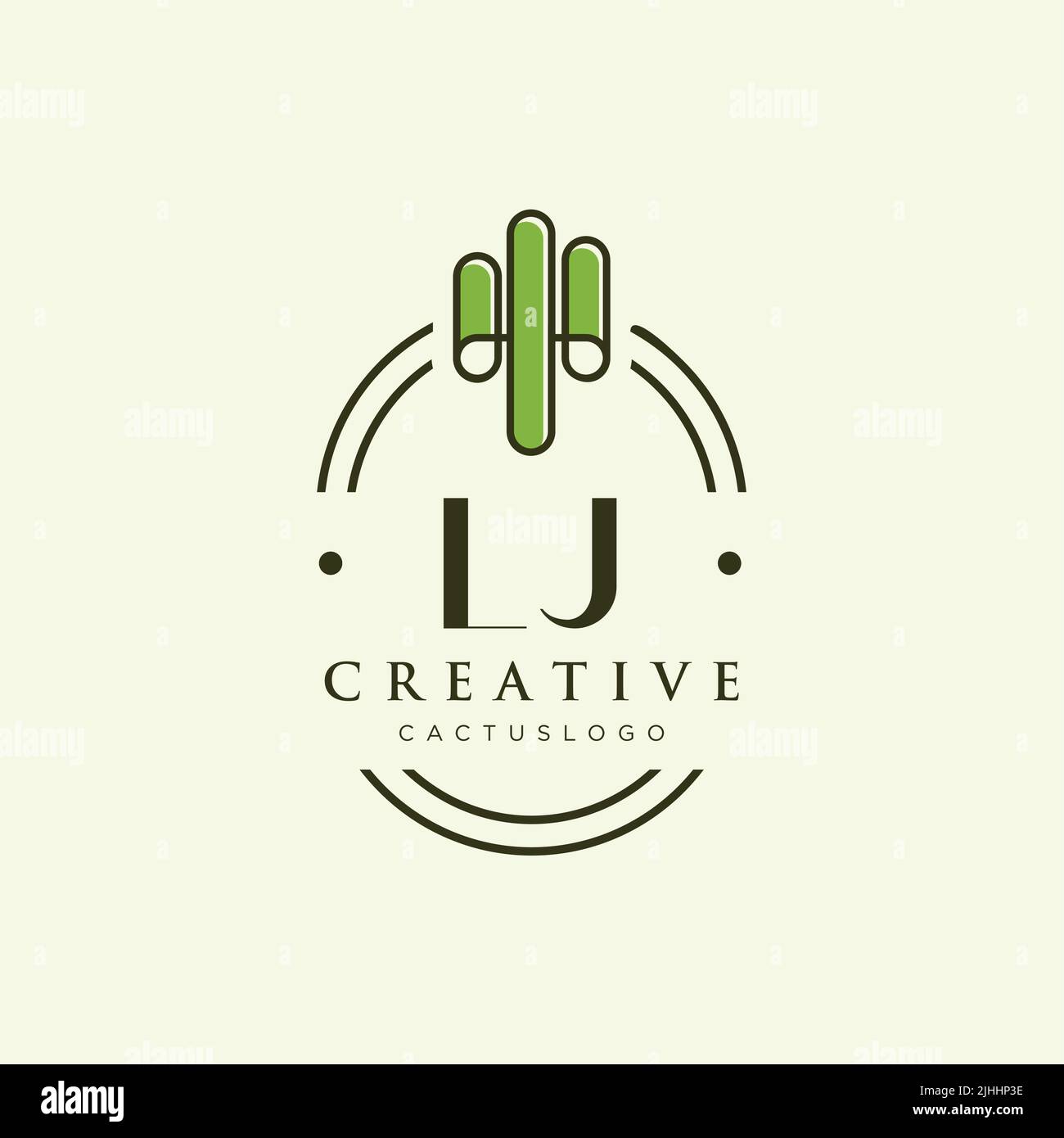 LJ Initial letter green cactus logo template vector Stock Vector