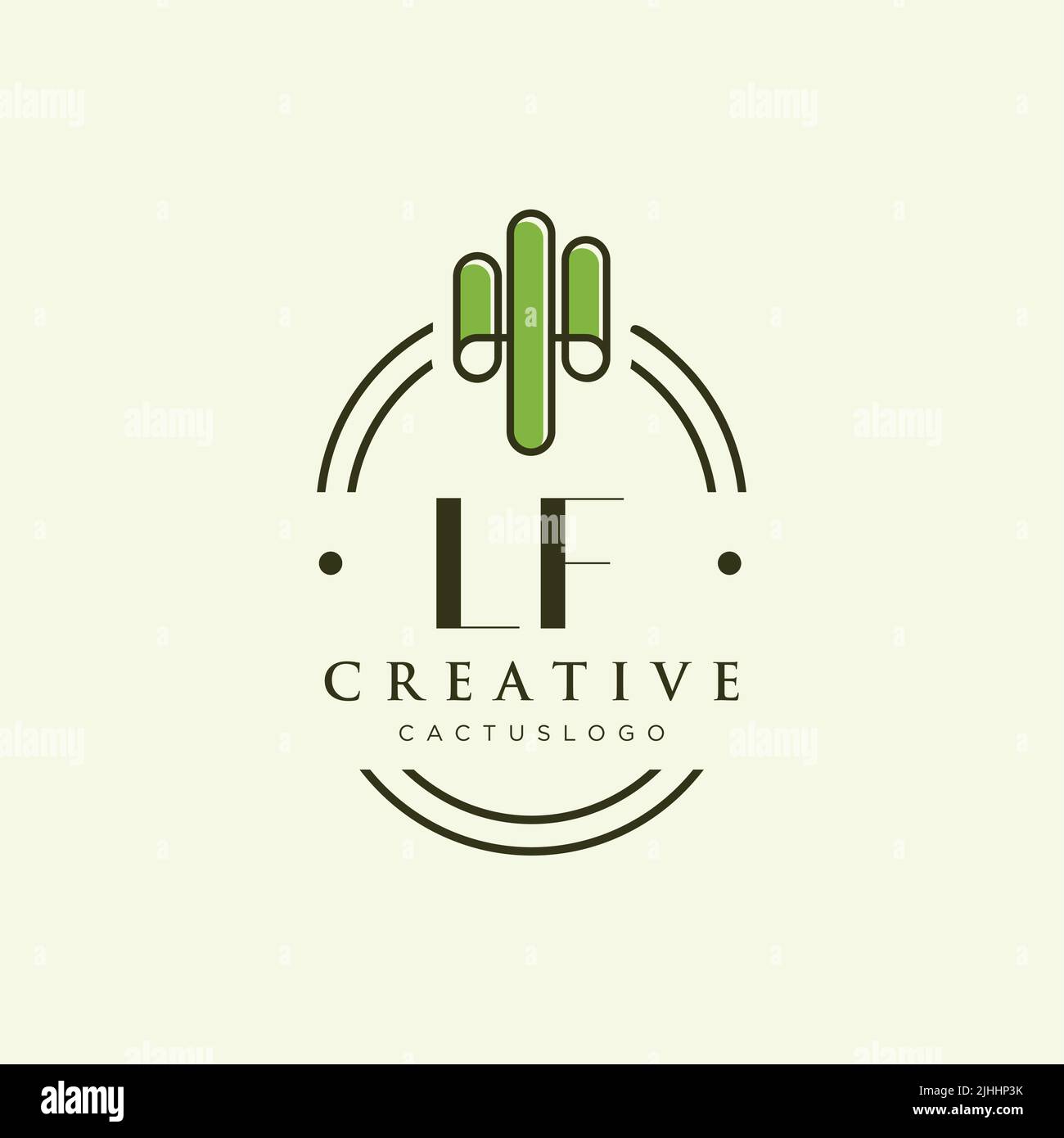 LF Initial letter green cactus logo template vector Stock Vector