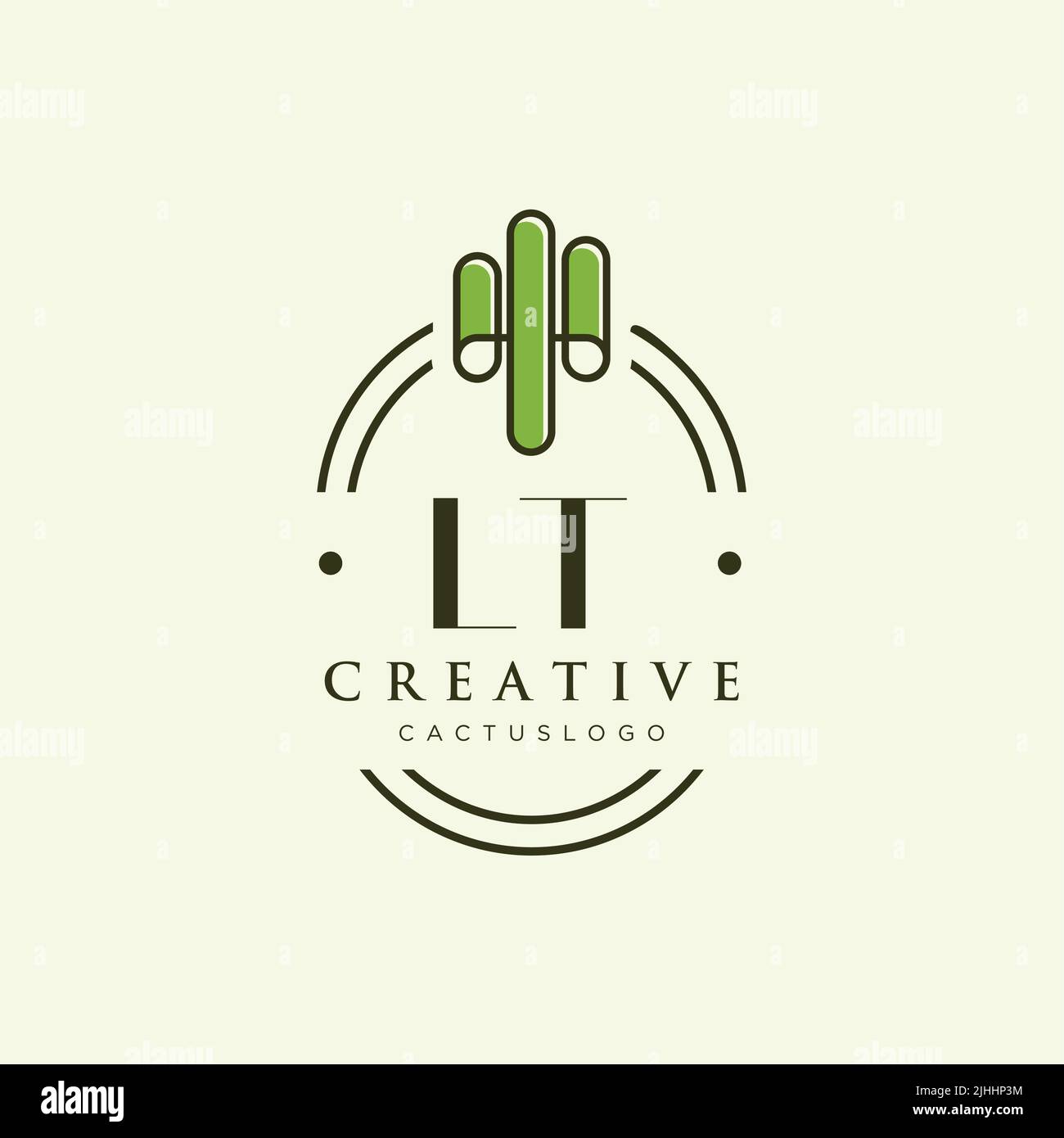 LT Initial letter green cactus logo template vector Stock Vector