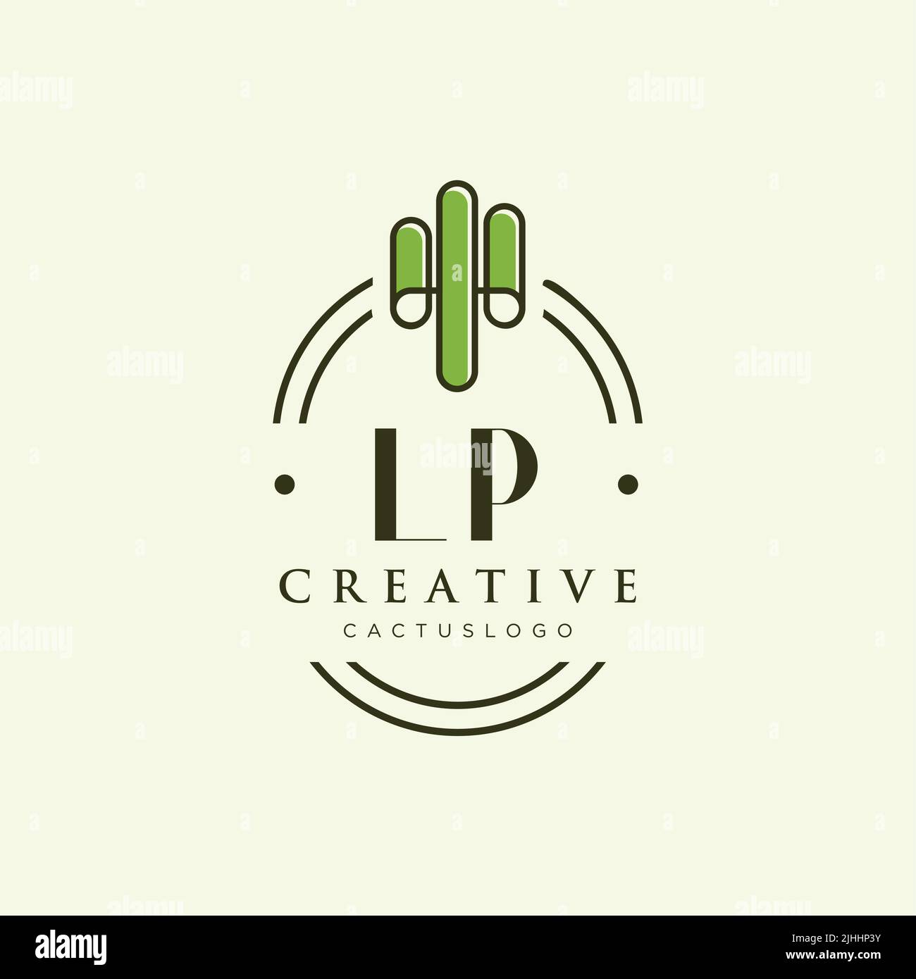LP Initial letter green cactus logo template vector Stock Vector