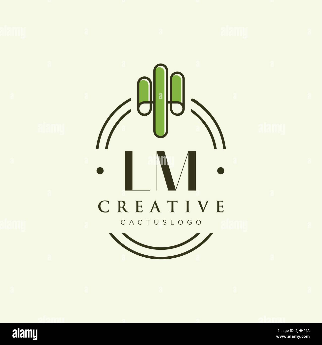 LM Initial letter green cactus logo template vector Stock Vector