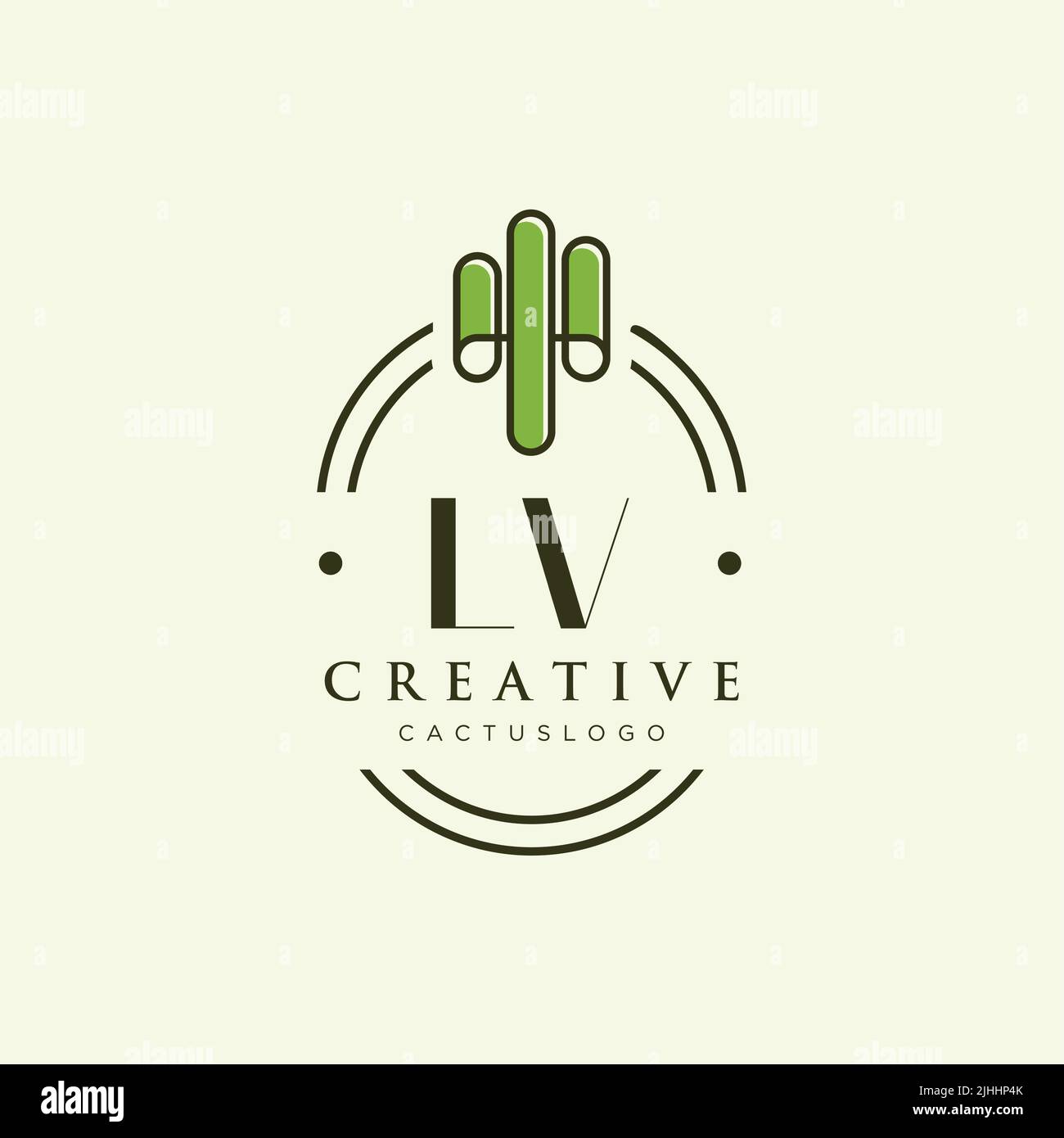 LV Initial letter green cactus logo template vector Stock Vector