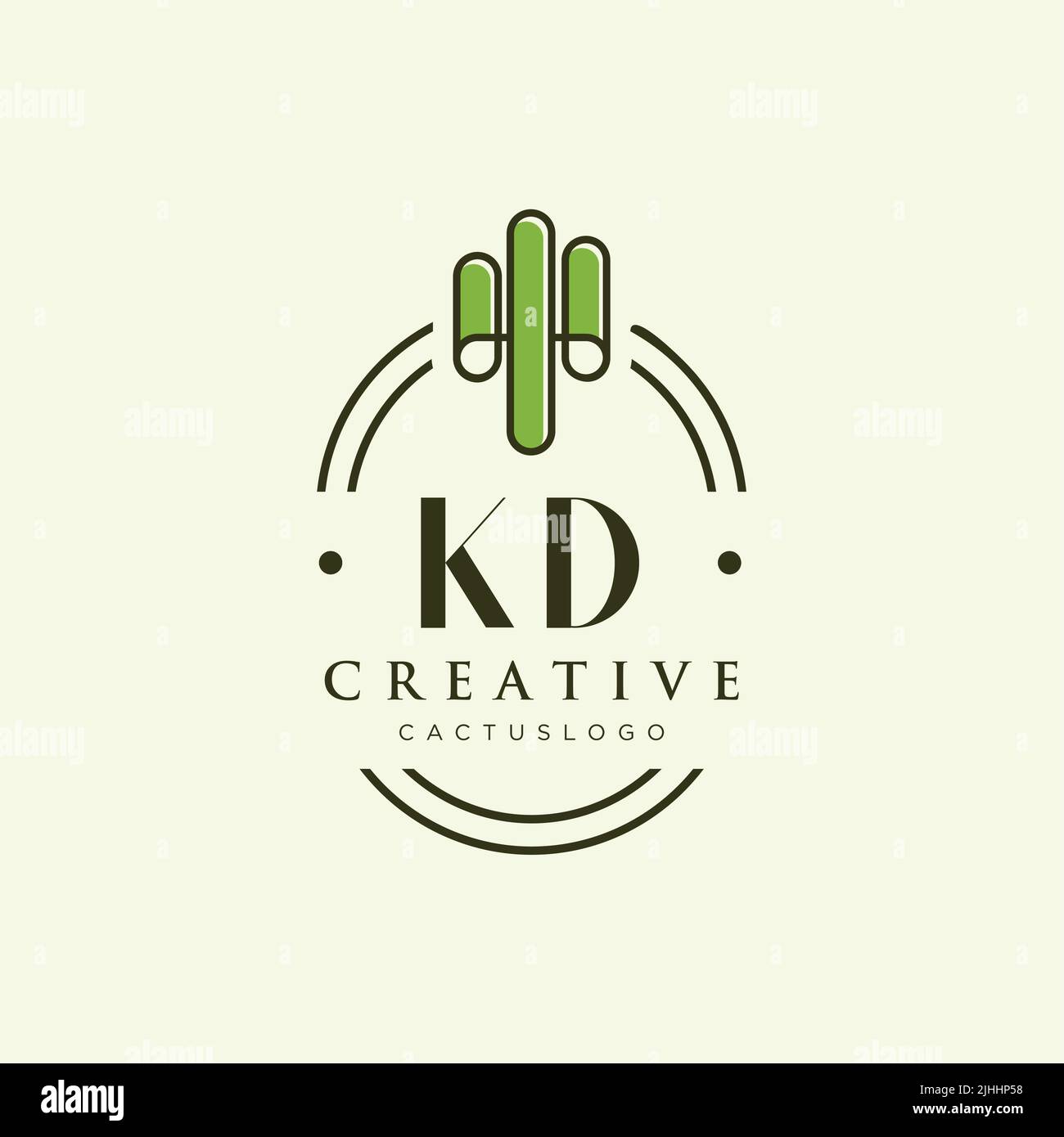 KD Initial letter green cactus logo template vector Stock Vector