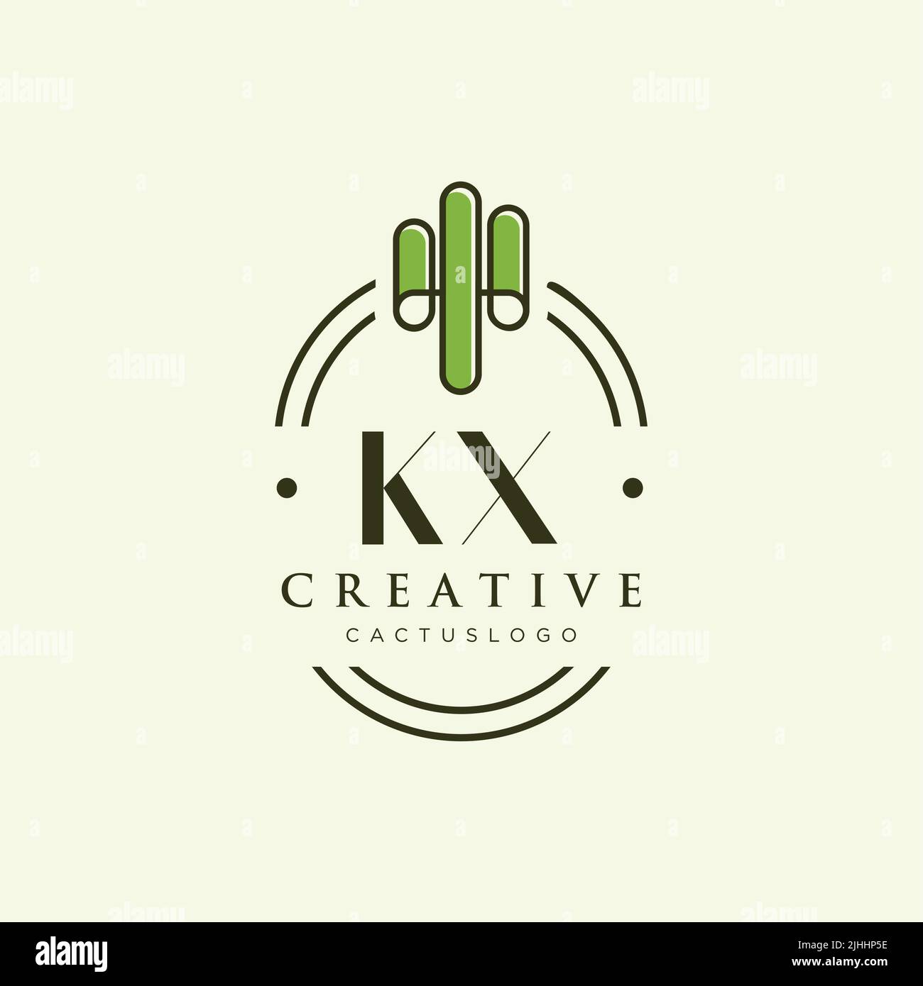 KX Initial letter green cactus logo template vector Stock Vector