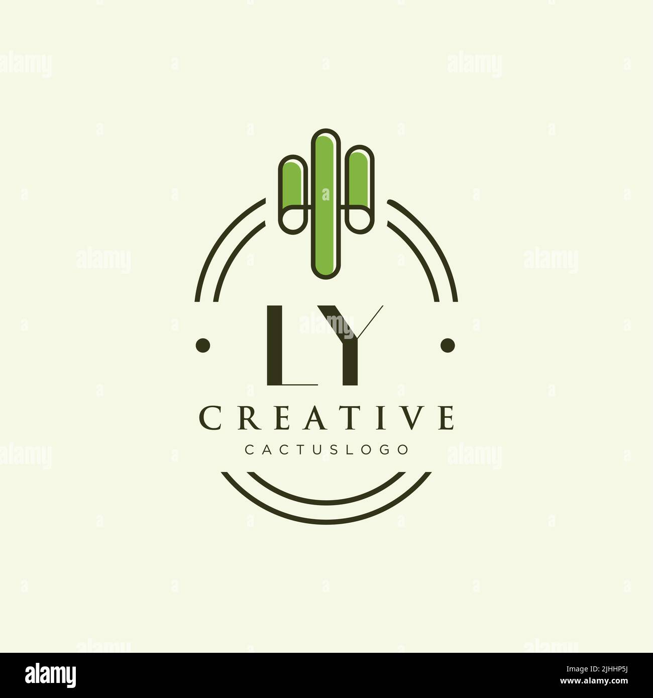 LY Initial letter green cactus logo template vector Stock Vector