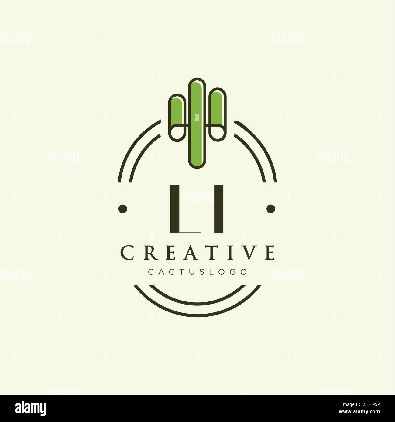 LI Initial letter green cactus logo template vector Stock Vector