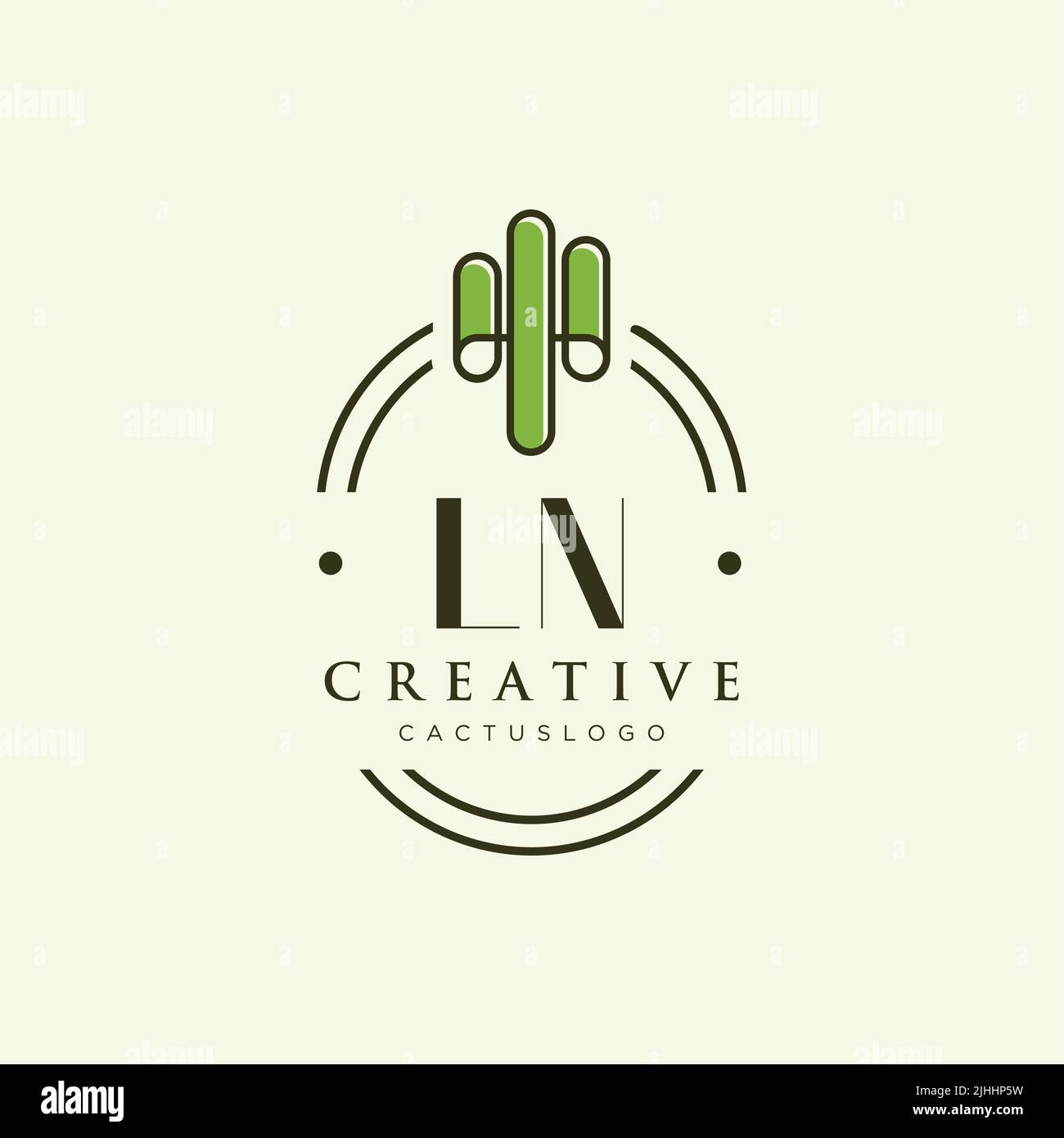 LN Initial letter green cactus logo template vector Stock Vector