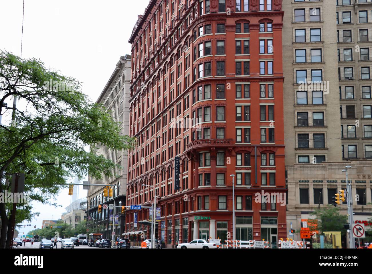 Kimpton Schofield hotel and residences next to The City Club Building in Cleveland, June 2022 Stock Photo