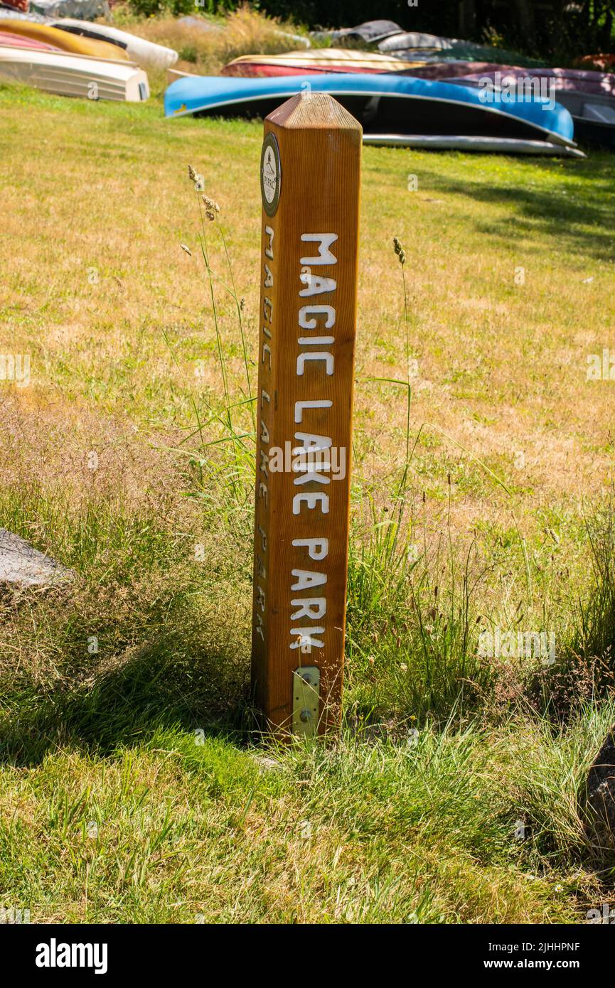 Welcome to Magic Lake Park, North Pender Island Stock Photo
