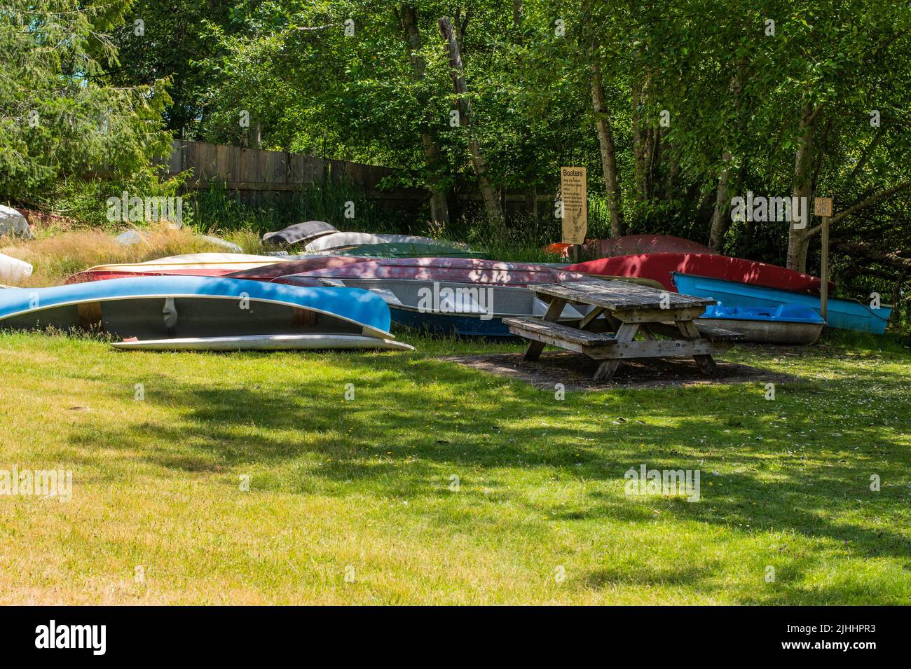 Boats at Magic Lake, North Pender Island, British Columbia, Canada