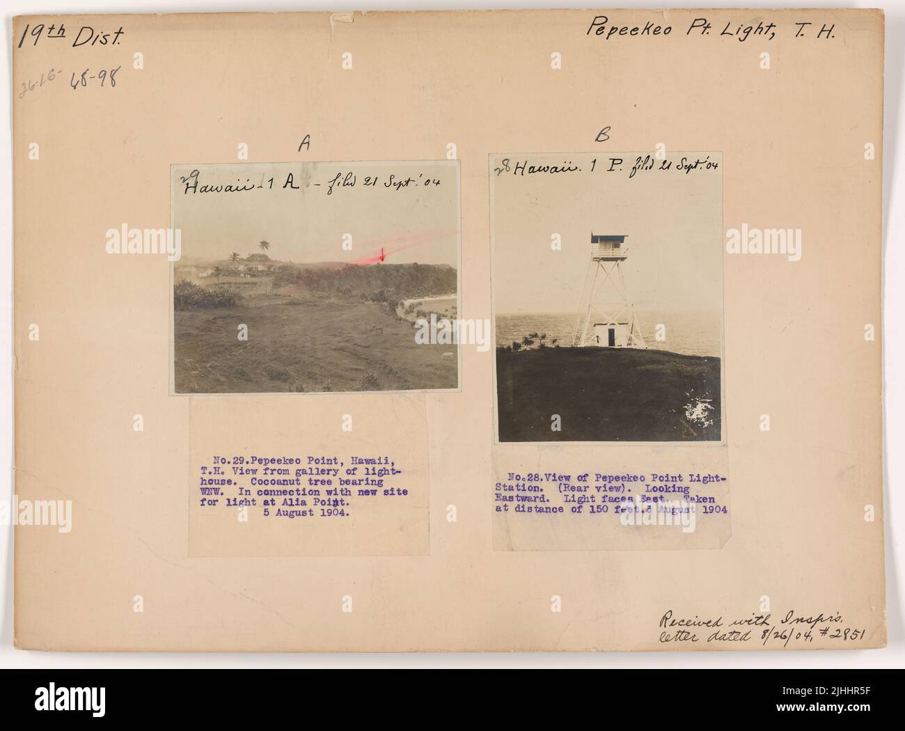 HI Pepeekeo Point. Pepeekeo Point Light, Hawaii. View from gallery of