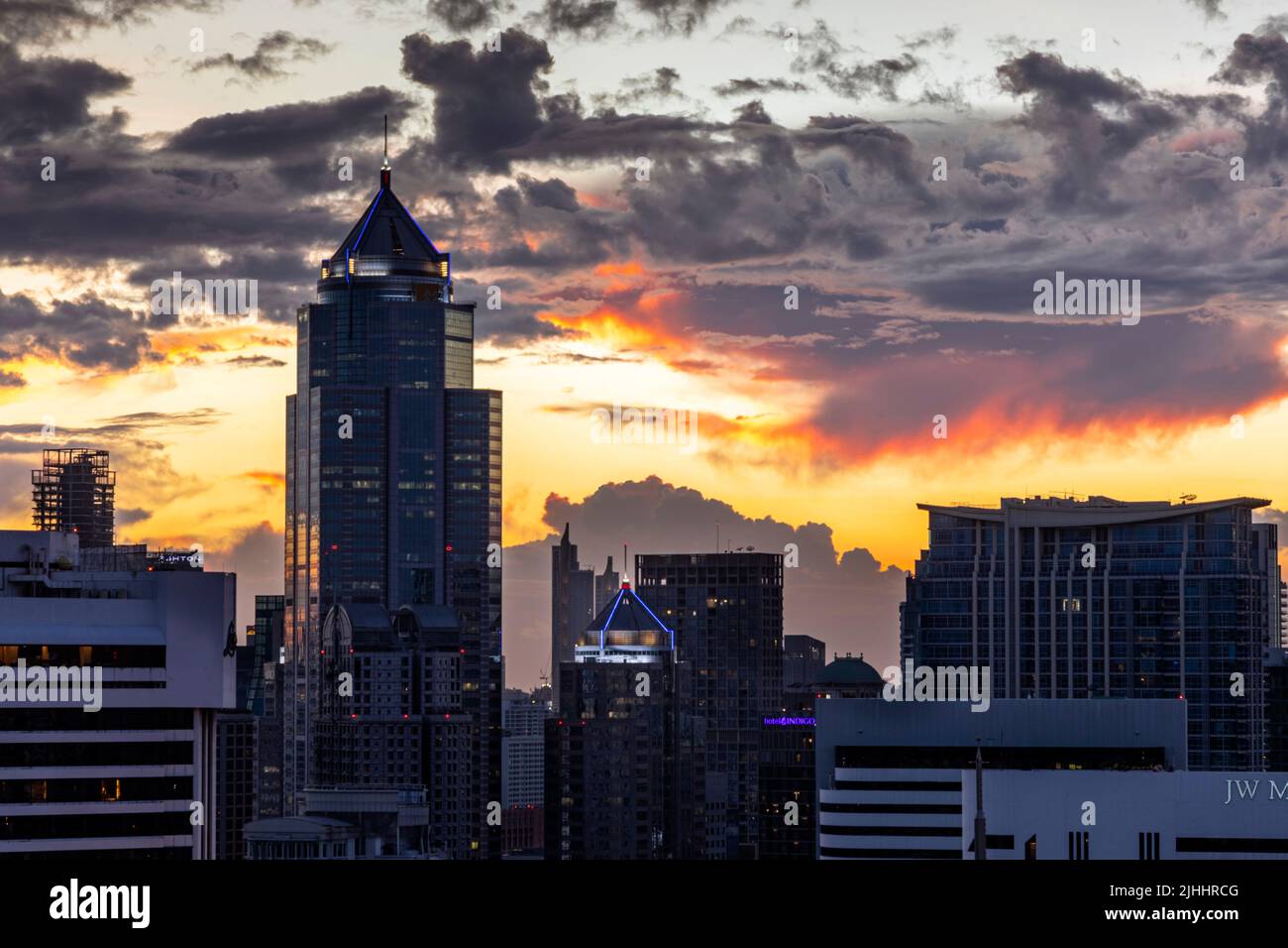 Bangkok city sunset skyline landscape, evening, Thailand Stock Photo ...