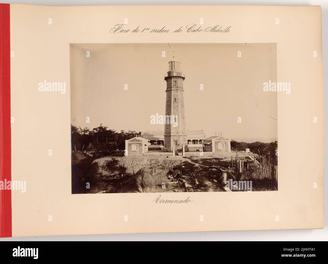 Misc - Cabo Melville. Presented to Major Charles McClure, Paymaster, U.S.A. The Lighthouses of the Philippines, by Manuel de Iriarte. Manila, April 17, 1899. Faro de 1st orden de Cabo Melville. Terminado. Stock Photo