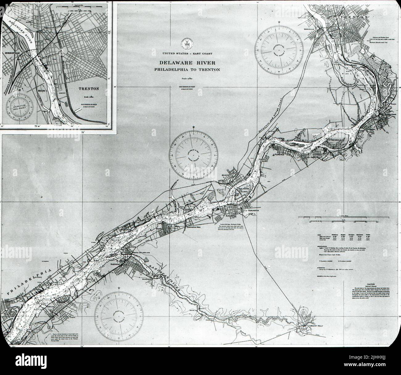 Delaware River a map of the Delaware river between Philadelphia, PA