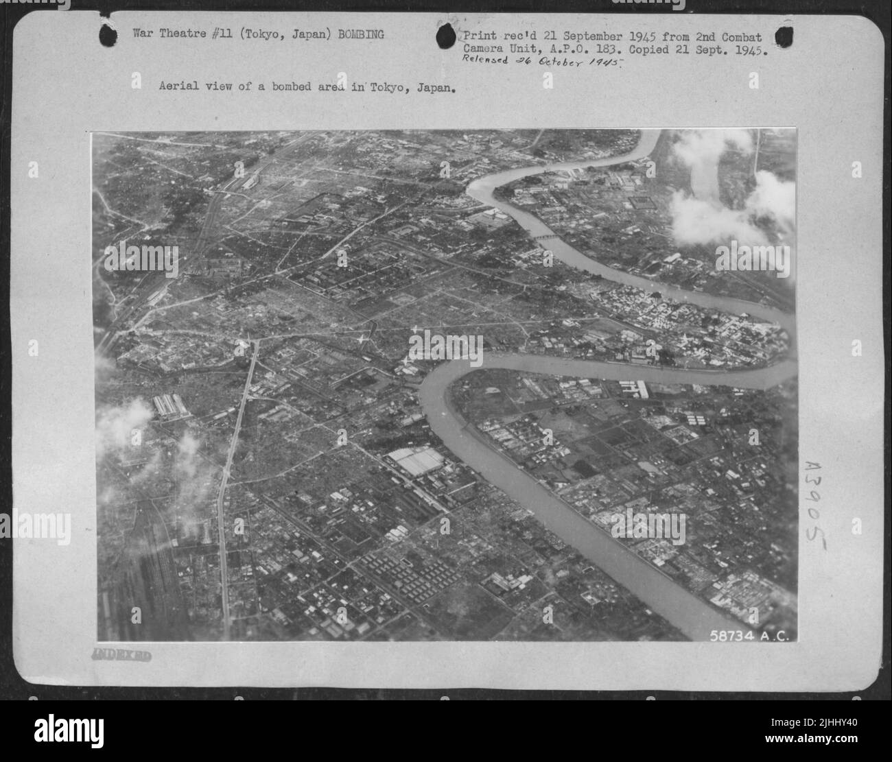 Aerial View Of Bombed Area In Tokyo, Japan. Stock Photo