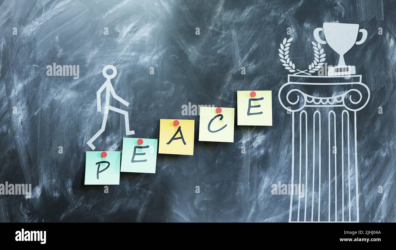 Peace make steps to success, wealth and prosperity in personal and business life. Peace help reaching awards and gratification for your hard work.,3d Stock Photo