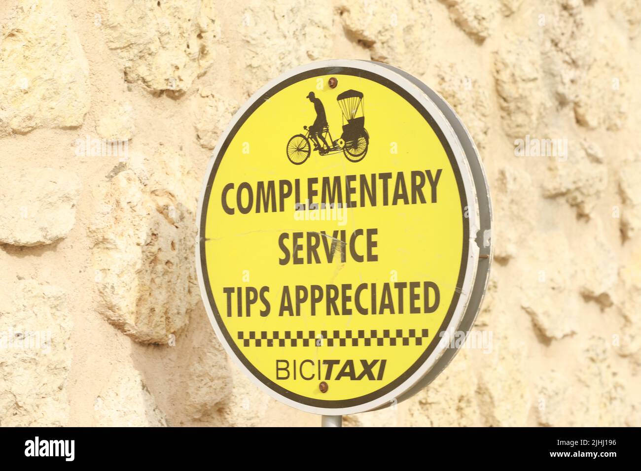 complementary taxi services sign Bicycle rickshaw transferring guests ...