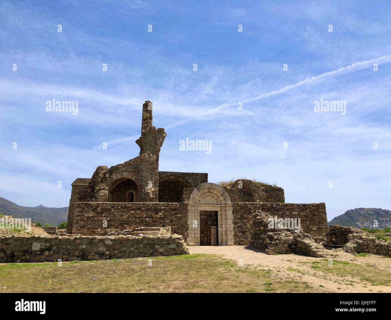 Roses, Spain June, 2022 walking by central historical museum an old protection castle La