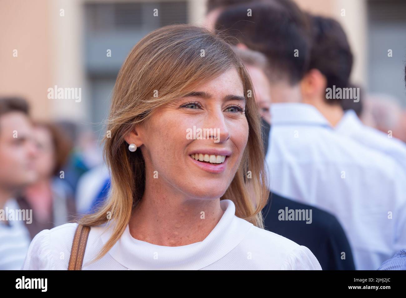 Rome, Italy. 18th July, 2022. Deputy of Italy Viva Maria Elena Boschi during demonstration in support of Mario Draghi in Rome (Photo by Matteo Nardone/Pacific Press/Sipa USA) Credit: Sipa USA/Alamy Live News Stock Photo