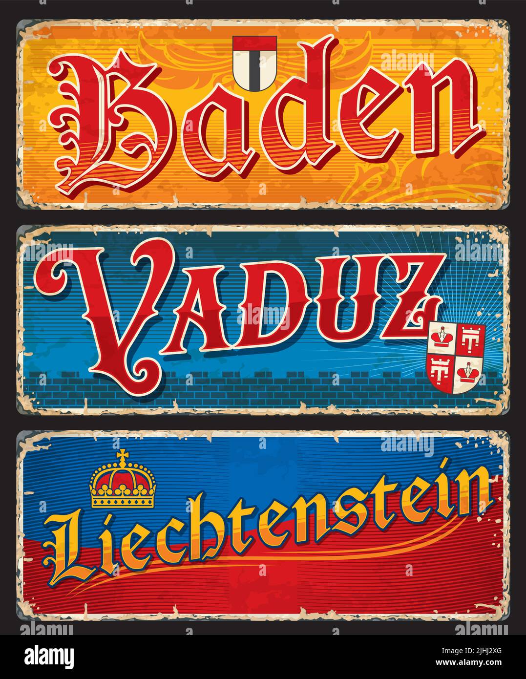 Baden, Vaduz, Liechtenstein, Swiss city plates and travel stickers ...