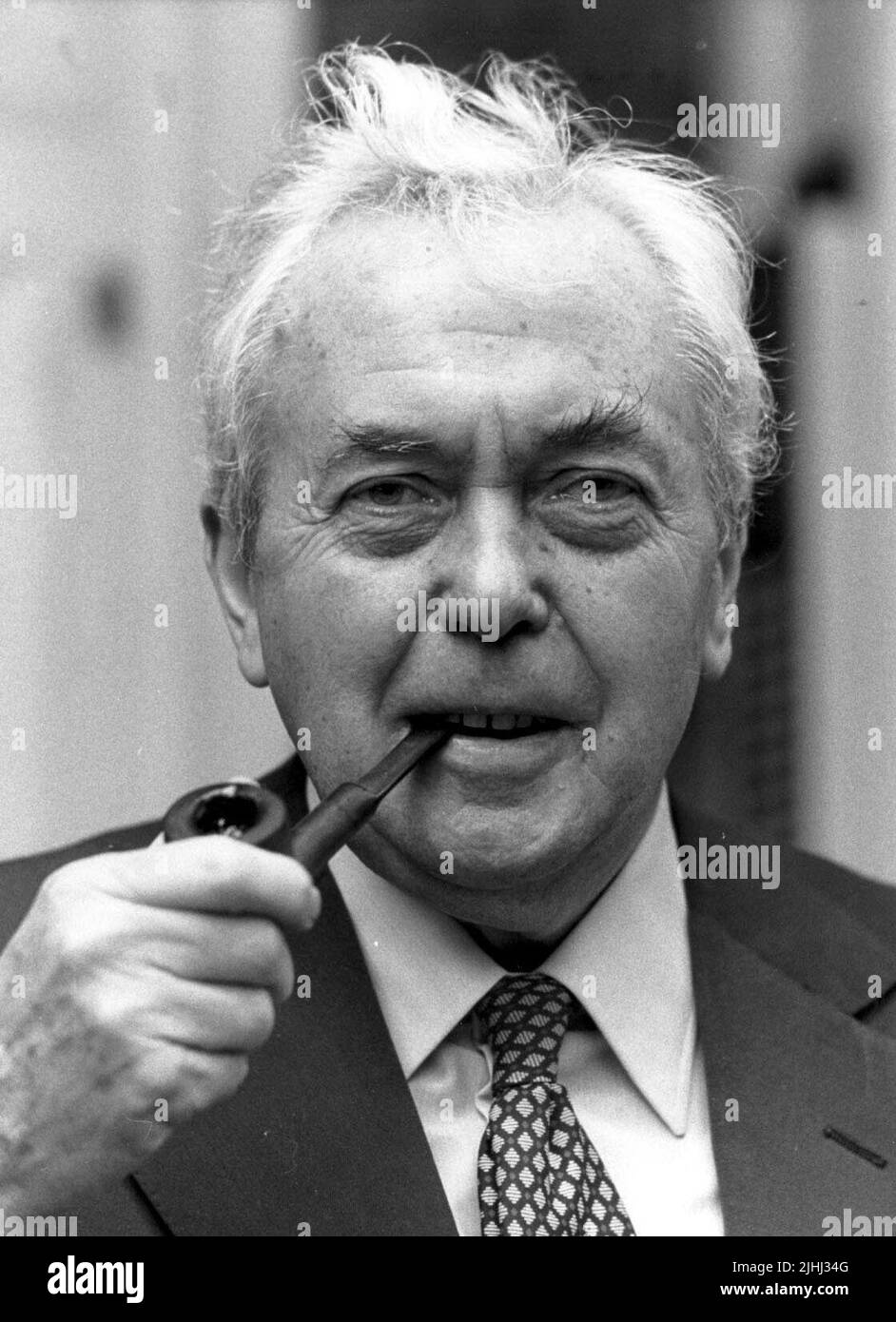 File photo dated 11/03/81 of Harold Wilson. Reports of an alleged Government coup attempt in 1968, recreated for Netflix series The Crown, had 'no foundation in fact', according to one of the high-profile men accused years later over the plot. Publishing supremo Cecil King wrote to Cabinet Secretary Sir Robert Armstrong in 1981 following international newspaper reports that he, Lord Mountbatten and Lord Cudlipp had plotted to overthrow Wilson's ailing Labour government more than a decade earlier. Issue date: Tuesday July 19, 2022. Stock Photo
