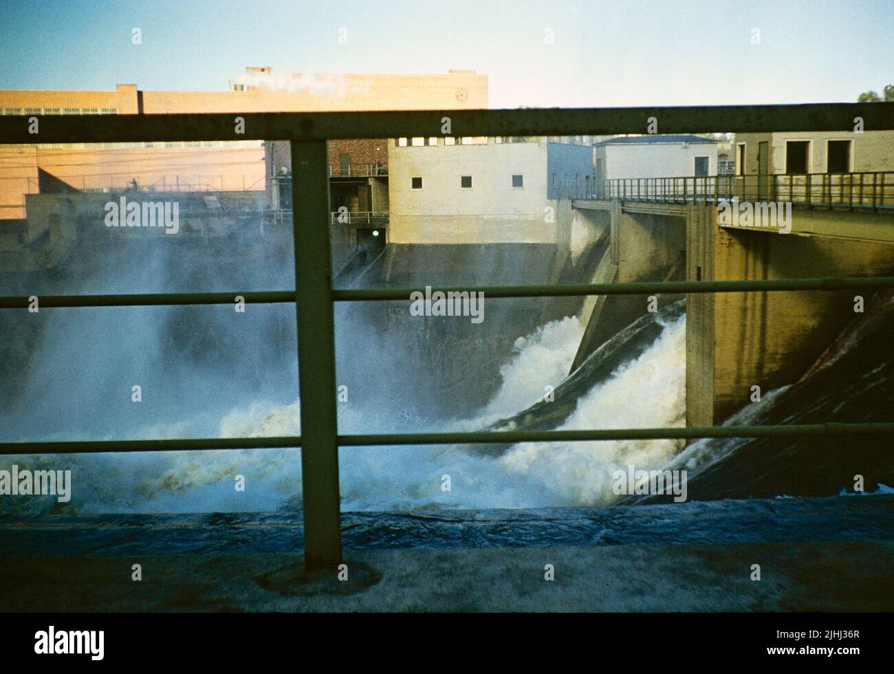 Hydroelectric power station, Sarp Falls waterfall, Glomma River, Sarpsborg, Norway 1958 Stock Photo