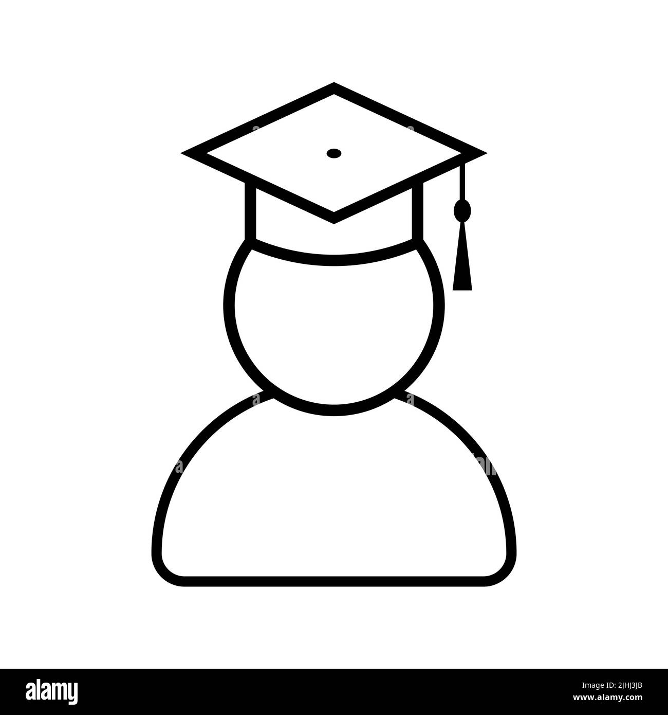 Graduate student with graduation cap icon isolated on white background. Vector illustration Stock Vector