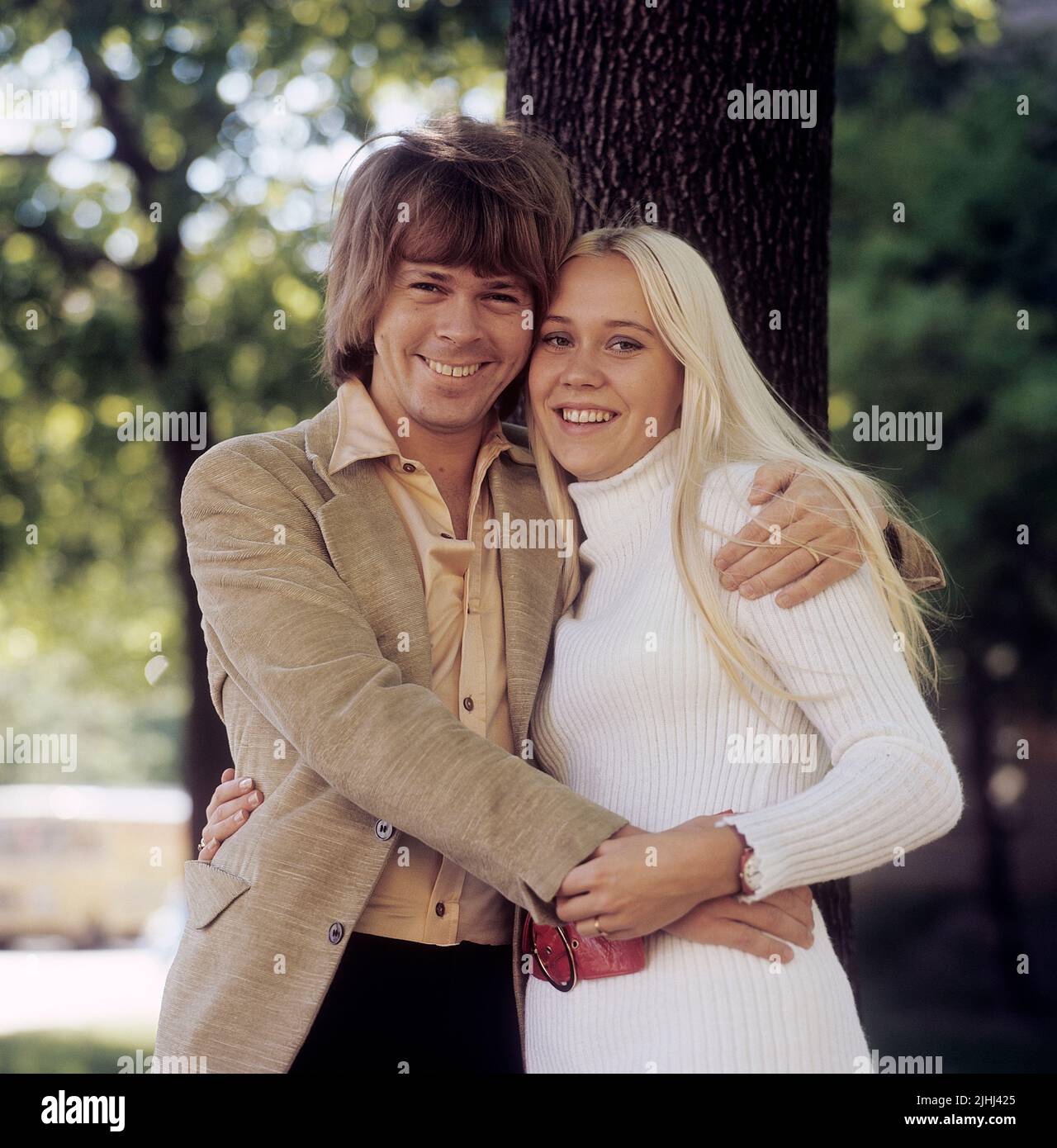ABBA. Agnetha Fältskog. Singer. Member of the pop group ABBA. Born 1950. Pictured here with her fiance Björn Ulvaeus 1970 whom she married on 6 July 1971. Stock Photo