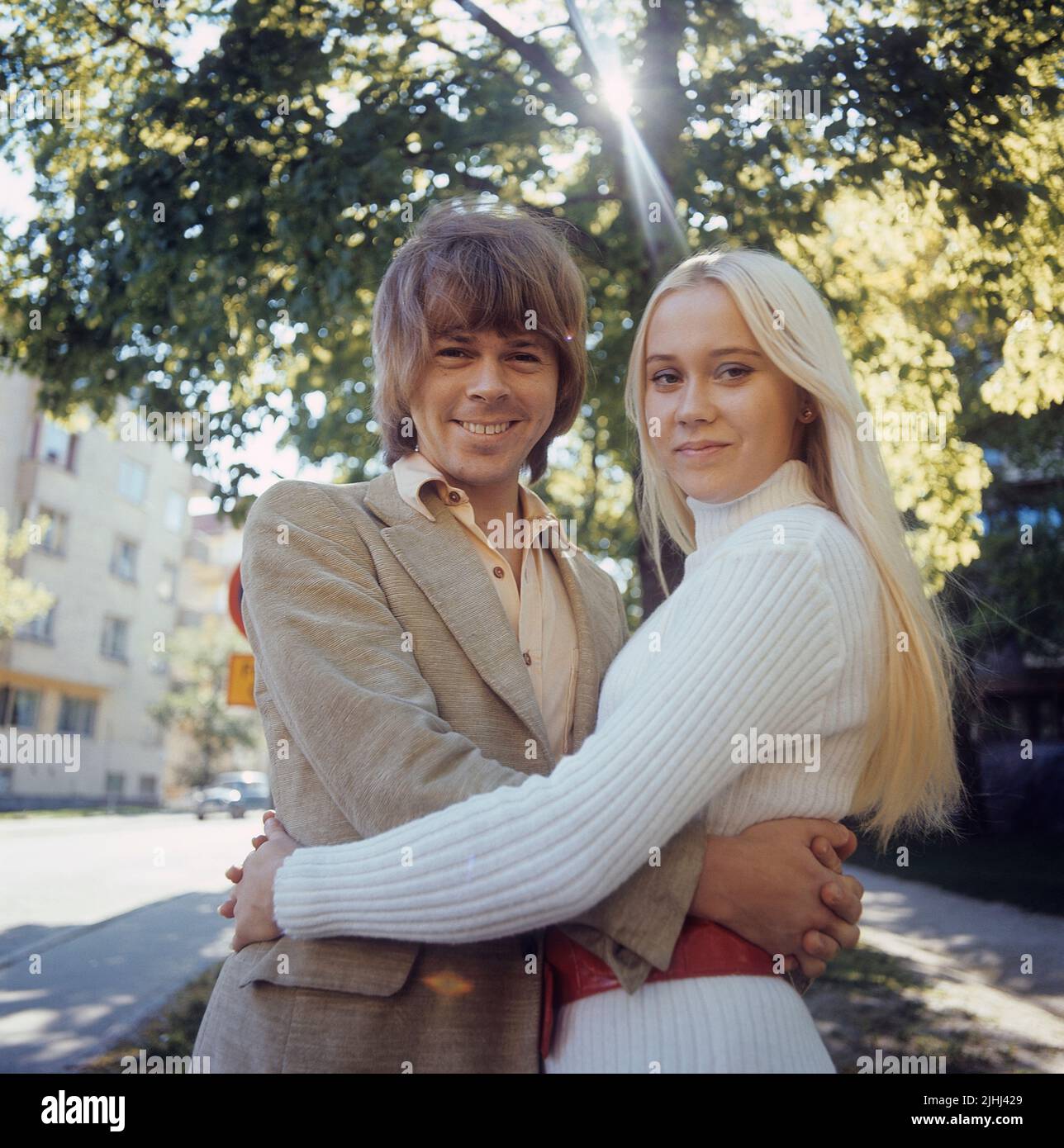 ABBA. Agnetha Fältskog. Singer. Member of the pop group ABBA. Born 1950. Pictured here with her fiance Björn Ulvaeus 1970 whom she married on 6 July 1971. Stock Photo