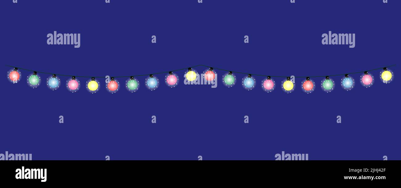 Christmas lights icon on blue background. Vector illustration Stock Vector
