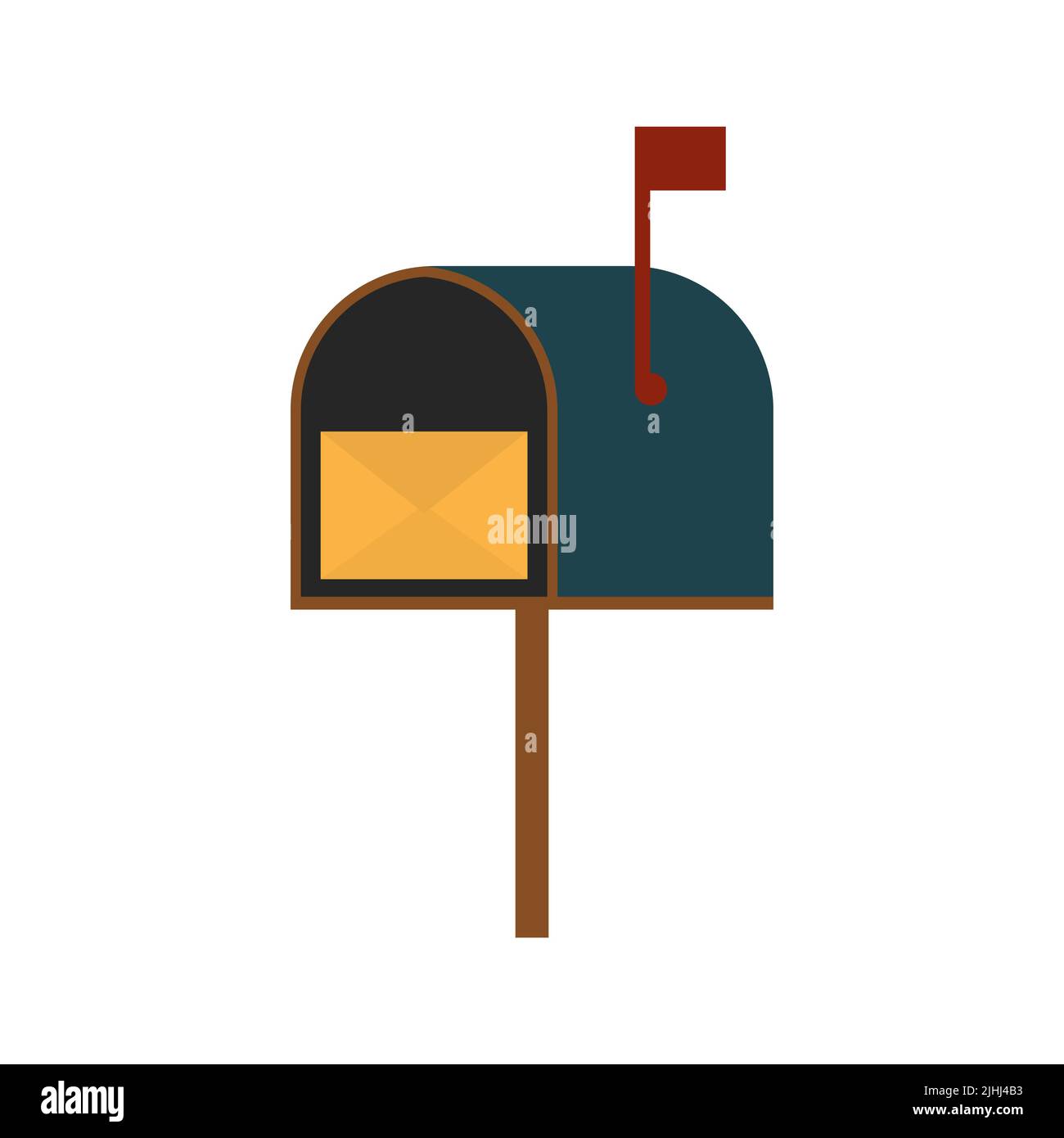 Mailbox with letter inside isolated on white background. Vector illustration Stock Vector