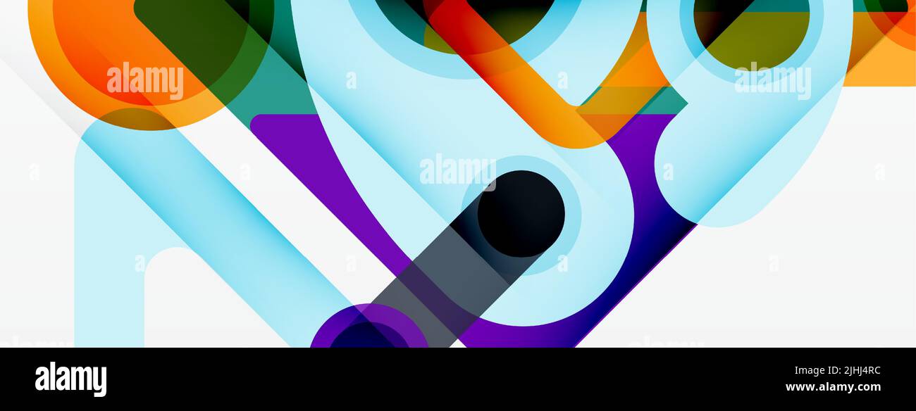 Geometric primitives. Lines, circles abstract background Stock Vector