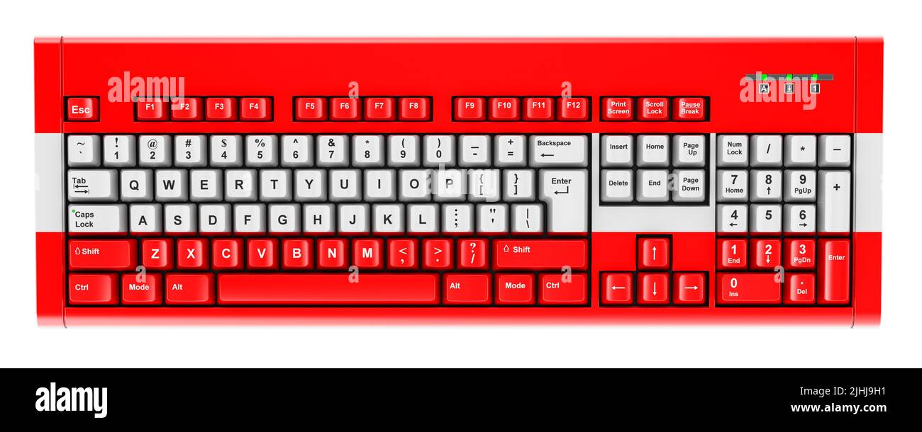 Austrian flag painted on computer keyboard. 3D rendering isolated on white background Stock Photo