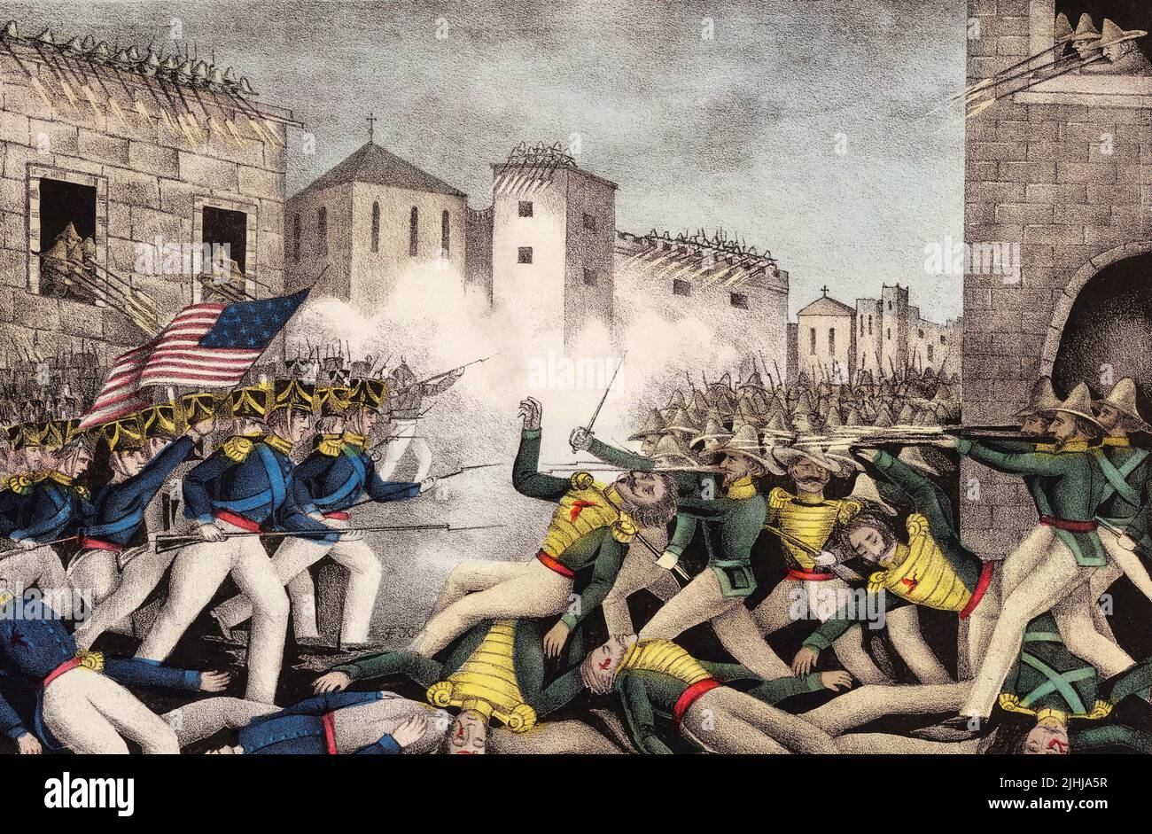 The Battle of Monterrey September 21 - 24, 1846, during the Mexican–American War, 1846 - 1848.  After a contemporary work published by James Baillie. Stock Photo