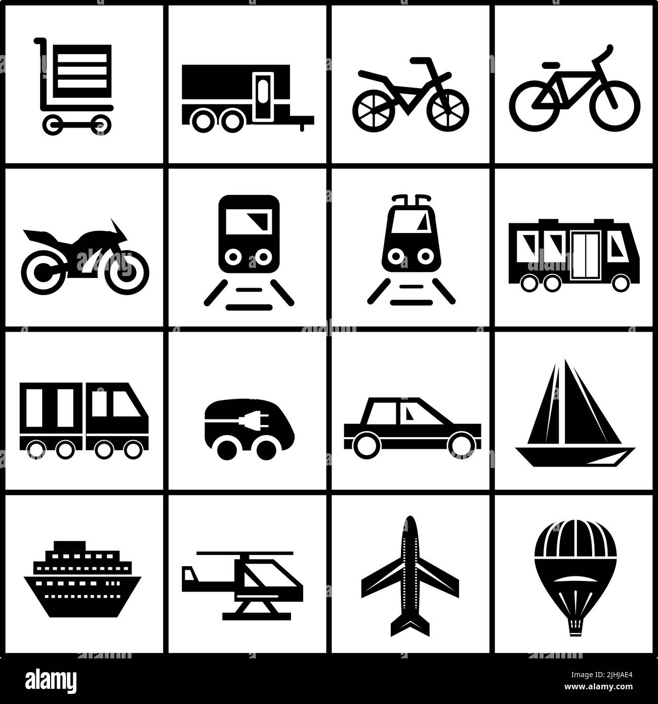 Vector black transportation icon set isolated on white Stock Vector ...
