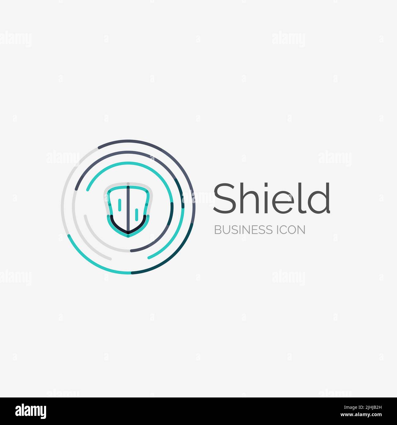 Thin line neat design logo, clean modern concept, shield icon Stock Vector