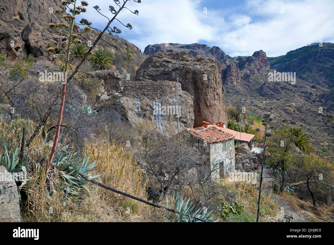 Mountain landscapes at the road GC-605, inland of Grand Canary, Canary islands, Spain, Europe Stock Photo