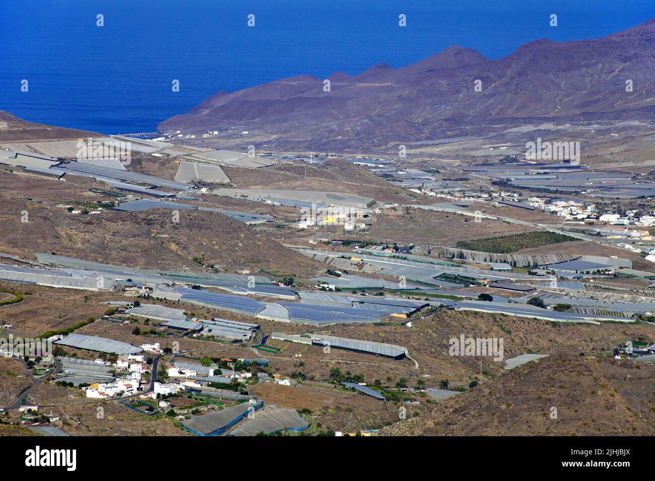 Greenhouses, plantations at the west coast, San Nicolas de Tolentino, Grand Canary, Canary islands, Spain, Europe Stock Photo