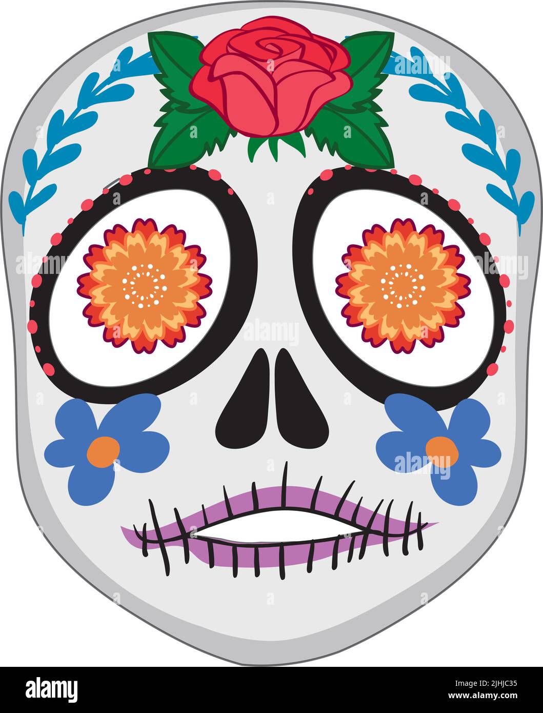 Mexican painted skull isolated illustration Stock Vector Image & Art ...
