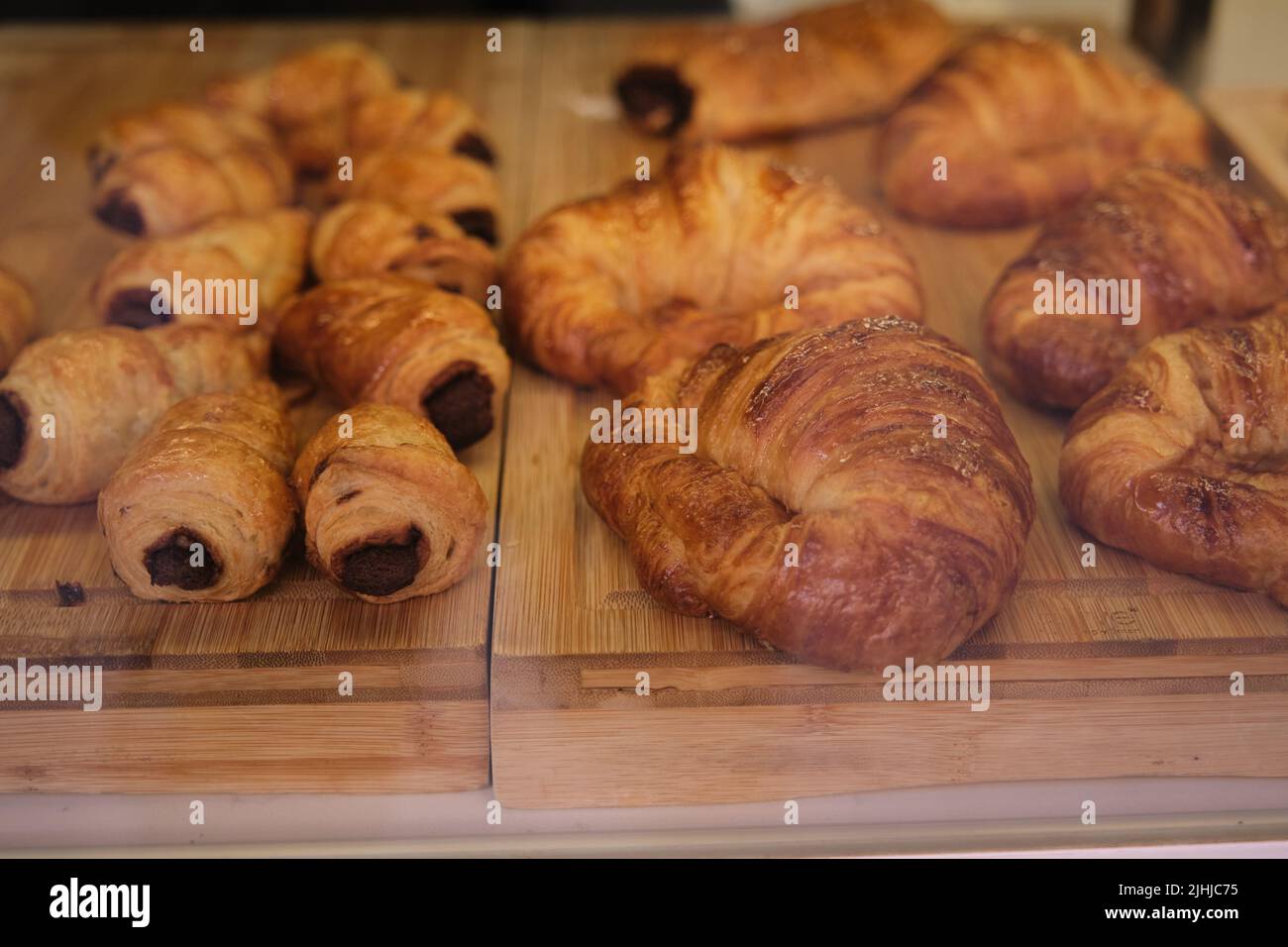 appetizing croissants on the windscreen Stock Photo