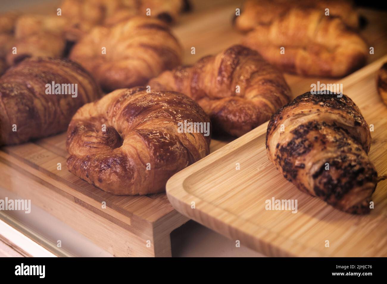 appetizing croissants on the windscreen Stock Photo