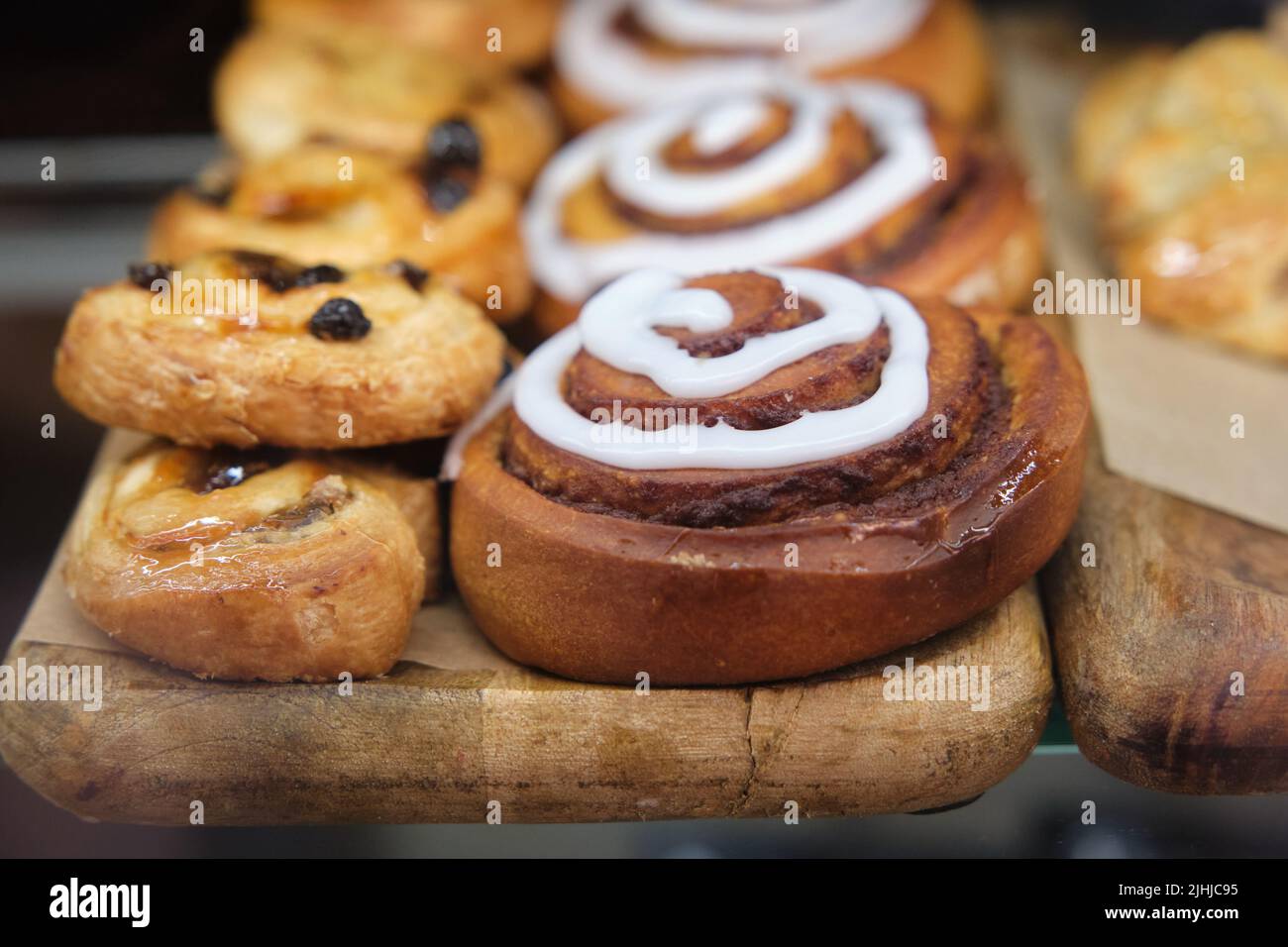 appetizing croissants on the windscreen Stock Photo