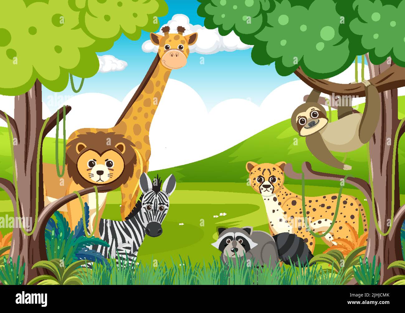 Wild animals in the forest illustration Stock Vector Image & Art - Alamy