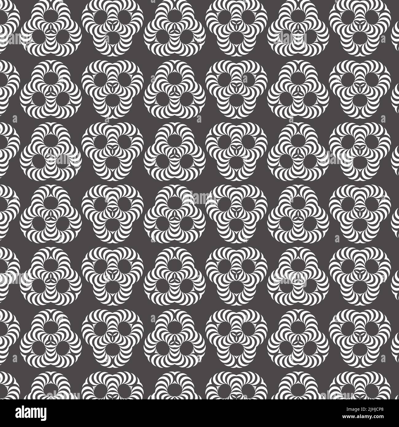 black and white seamless vector pattern, circles Stock Vector
