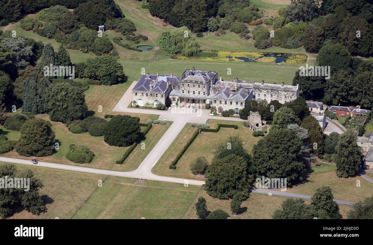 aerial view of Birdsall House, an events venue, near Malton, North Yorkshire Stock Photo