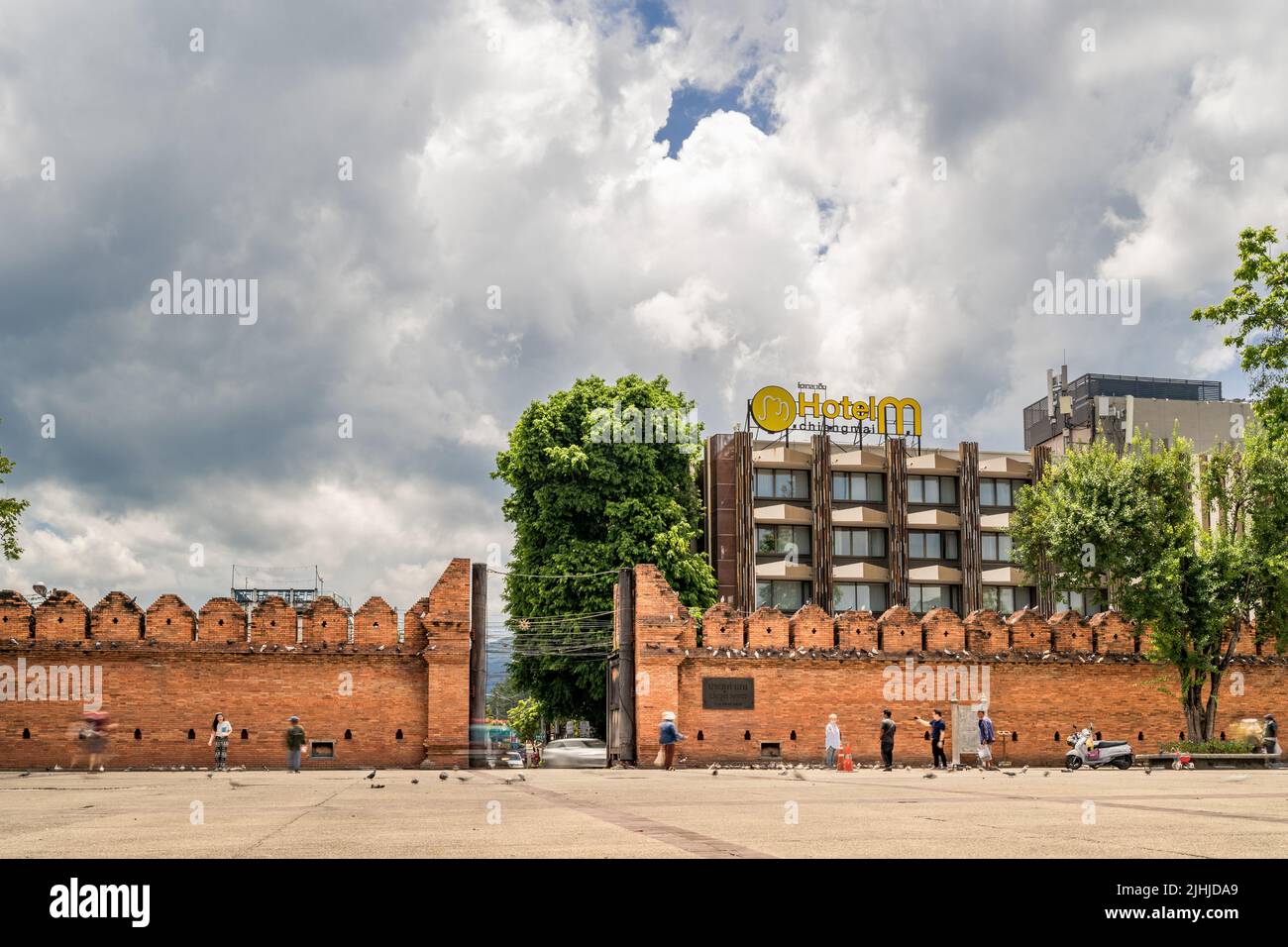 Chiang Mai, Thailand - 18 July 2022 - Time lapse view of the famous tourist location Tha Phae Gate in Chiang Mai, Thailand Stock Photo