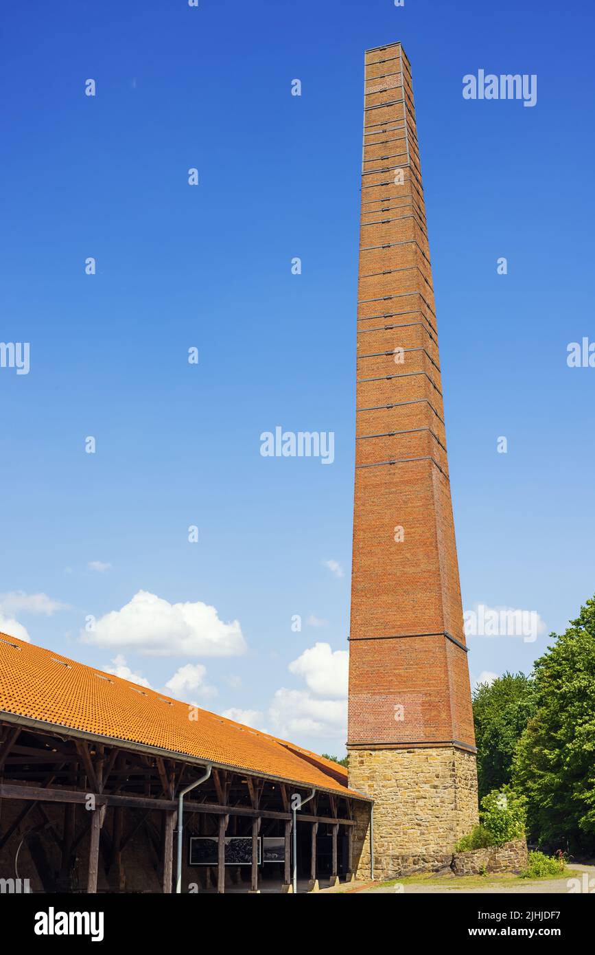 Editorial: WITTEN, NORTH RHINE-WESTPHALIA, GERMANY, JUNE 11, 2022 - Chimney of the Nachtigall colliery in Witten Stock Photo