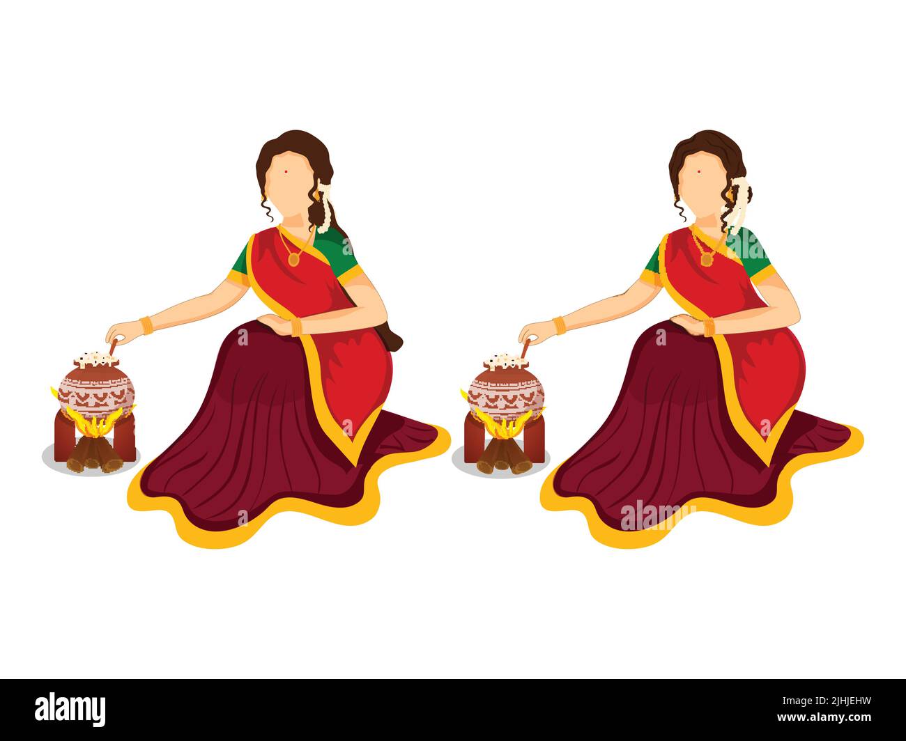 Indian woman cooking rice Stock Vector Images - Alamy