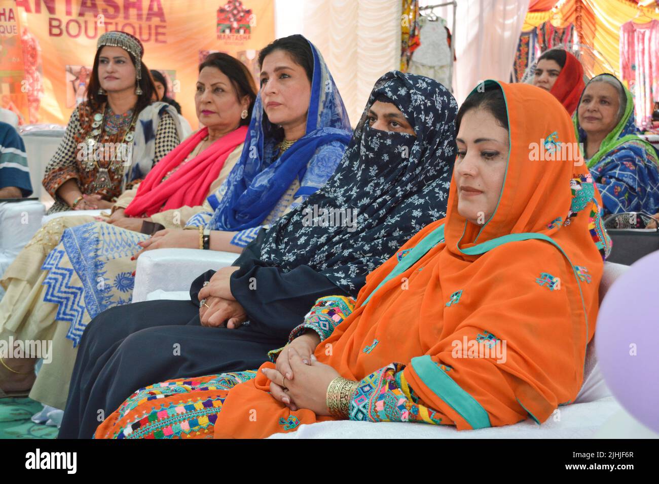 Quetta, Pakistan. JUly 02-03 2022: provincial minister Dr. Rubaba Buledi, Member Provincial Assembly Shakeela Naveed Dehwar and others participating in ceremony of Women Expo. Organized by Doch Private in Balochistan Stock Photo