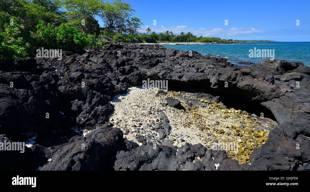 The Puako tide pools (State Park) at the lava beach of Holoholokai